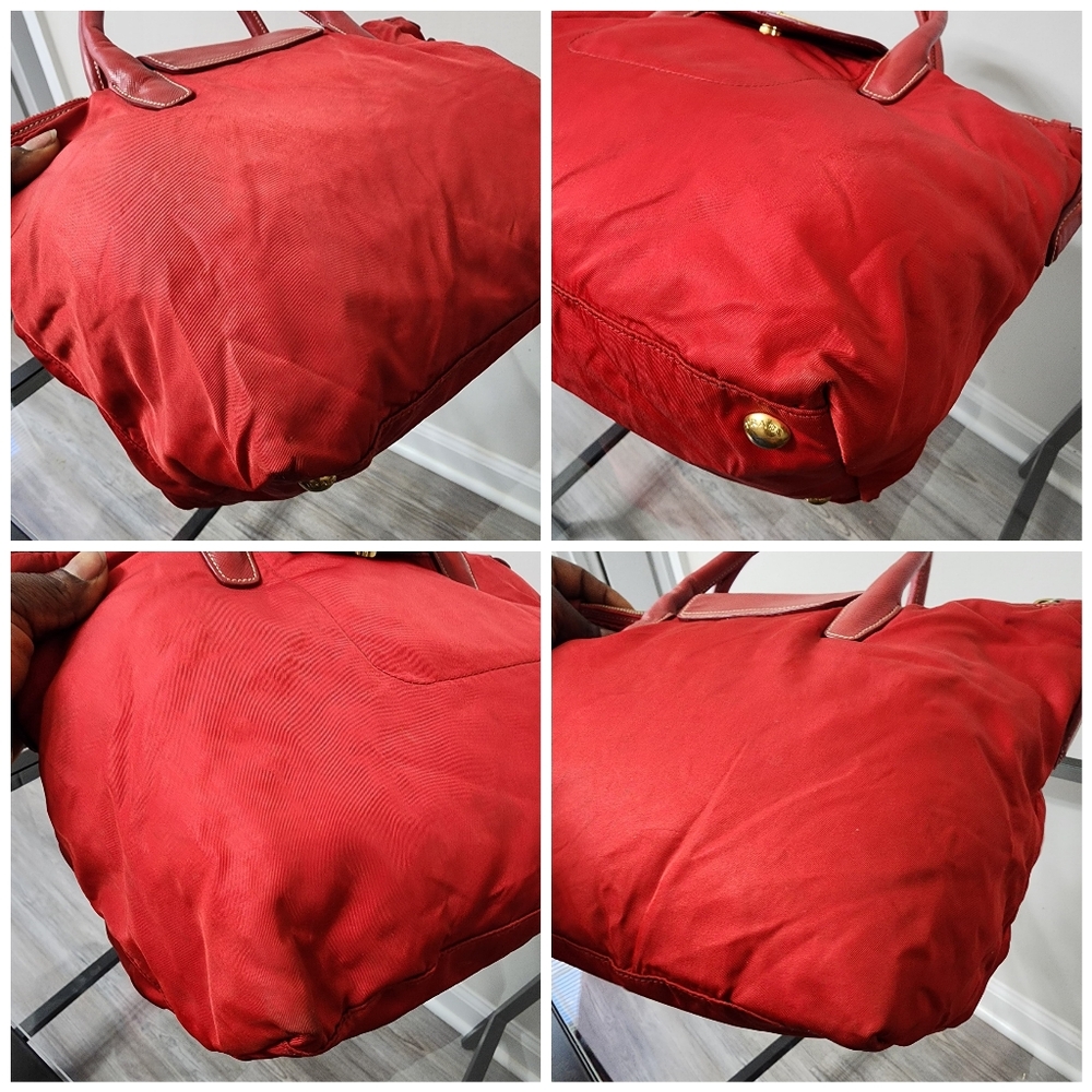 Prada Nylon Saffiano-Trimmed Tessuto Tote Red - Picture 13 of 15